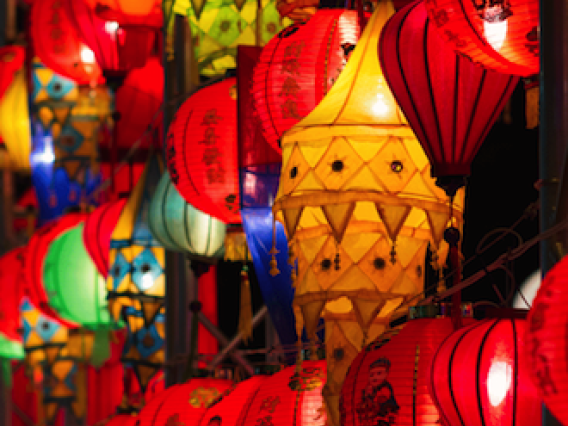 Hanging Chinese lanterns